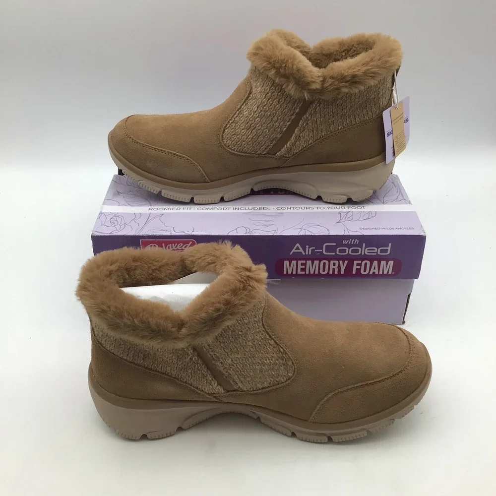 Skechers Relaxed Fit Easy‎ Going Cozy Lodge Chestnut Boots Womens Size 10 NEW